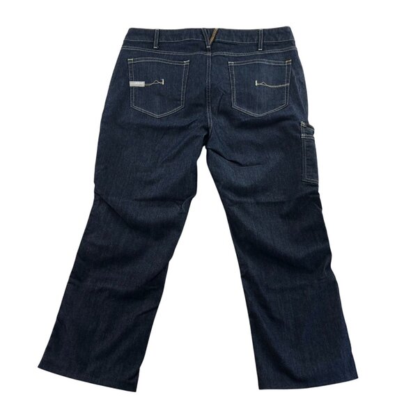Ariat Womens Rebar Jeans Size 18WL Raven Straight Leg Blue Denim Cargo Casual - Picture 2 of 16